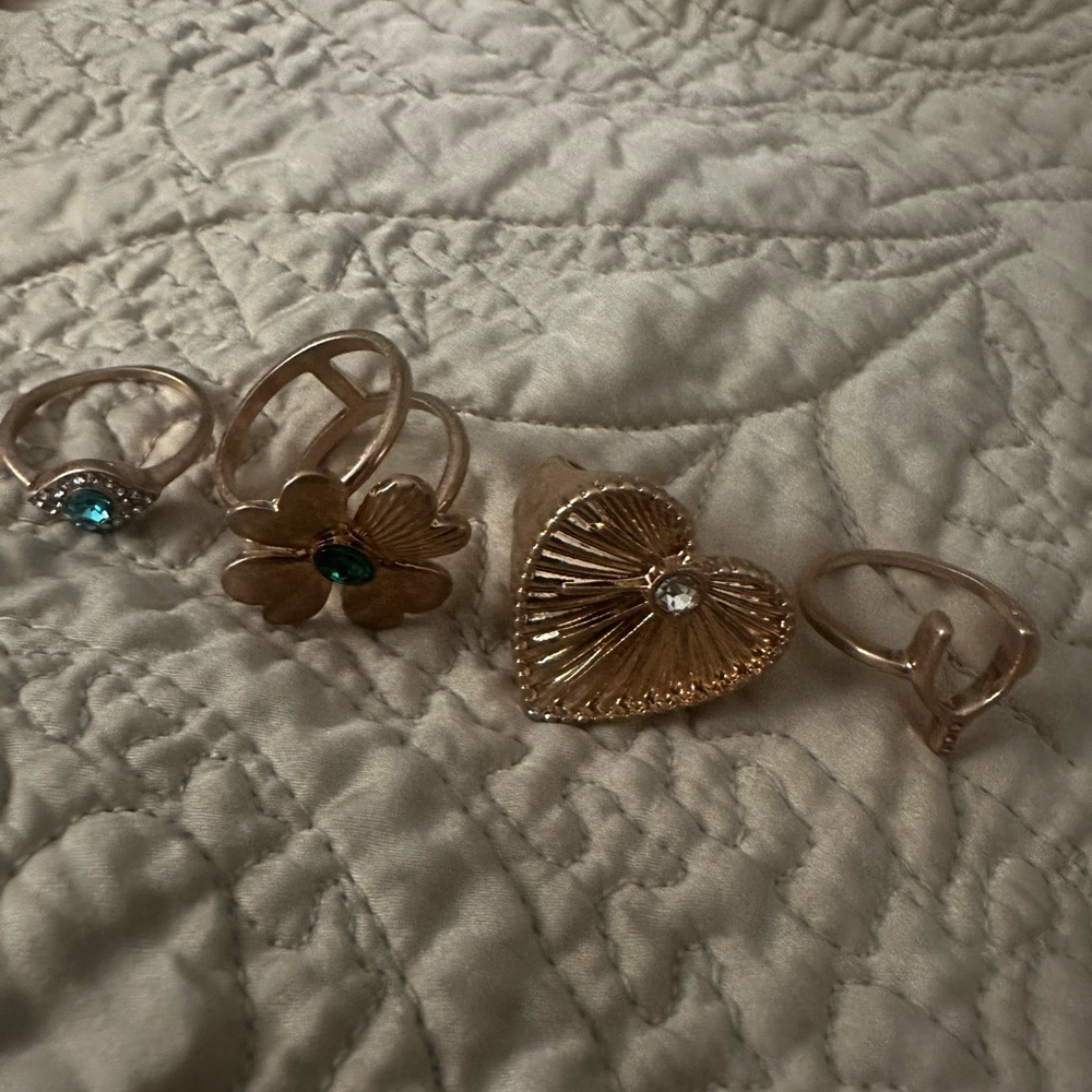 Fun Gold Ring Set with Gem Accents